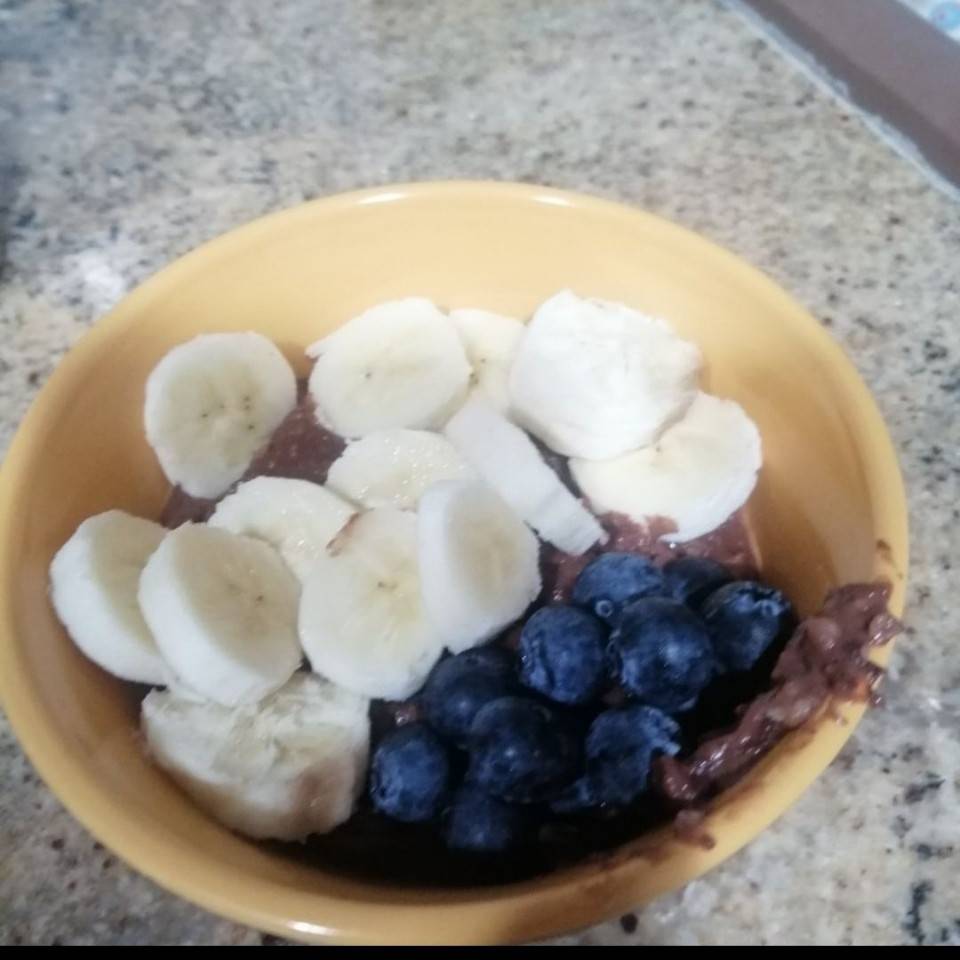 Porridge avena con plátano y chocolate Porridge avena con plátano y chocolate