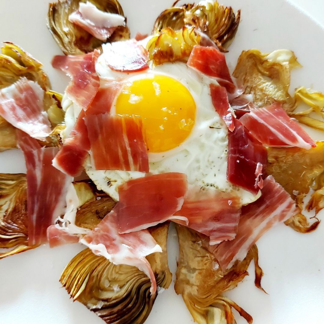 Chips de alcachofas con huevo y jamón serrano Paso 2 Chips de alcachofas con huevo y jamón serrano Paso 2