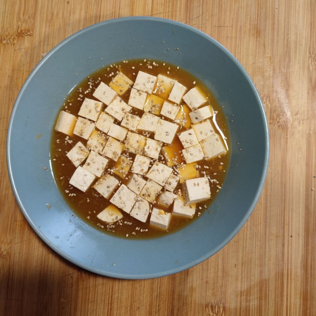Verduras con arroz y tofu marinado en salsa de soja y naranja Paso 0