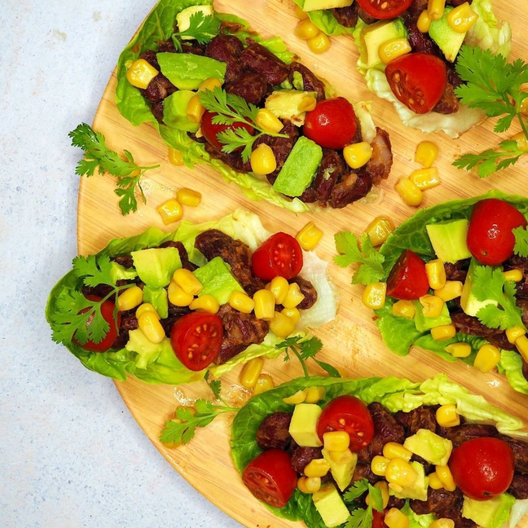Tacos veganos de lechuga Tacos veganos de lechuga