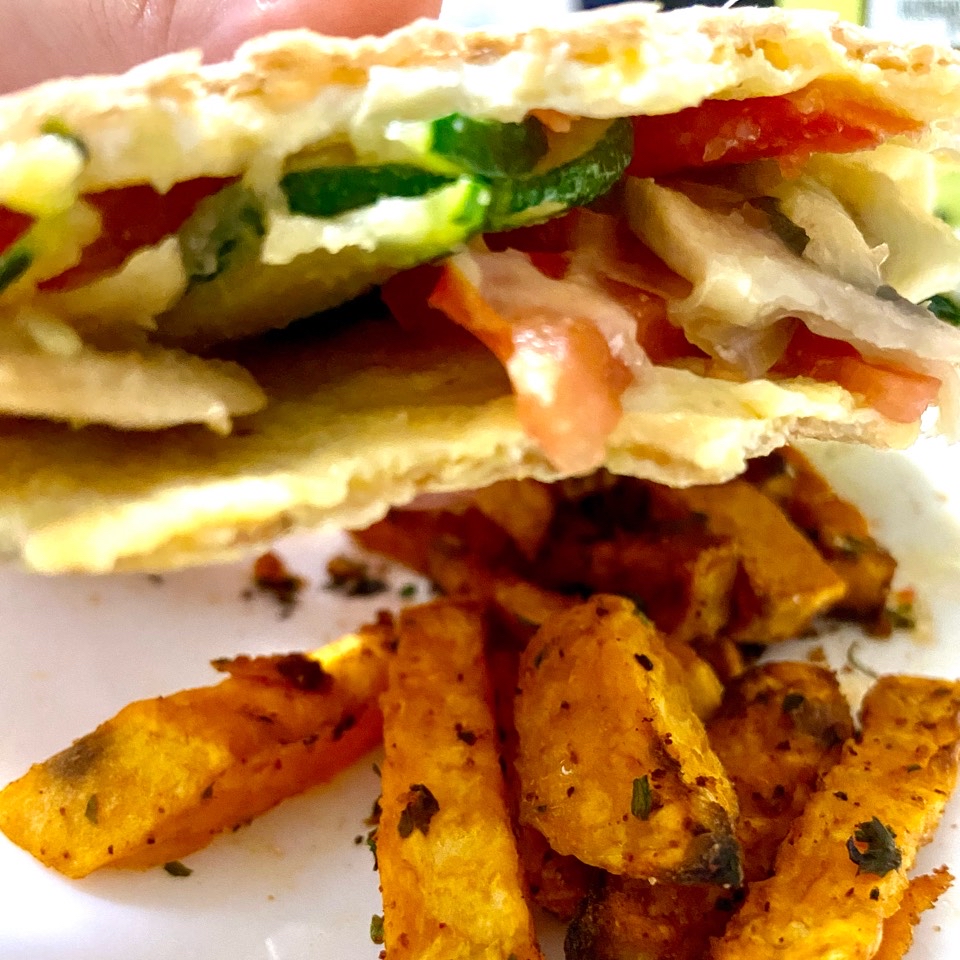 Quesadillas con verduras y boniato 🍠🧀🌮