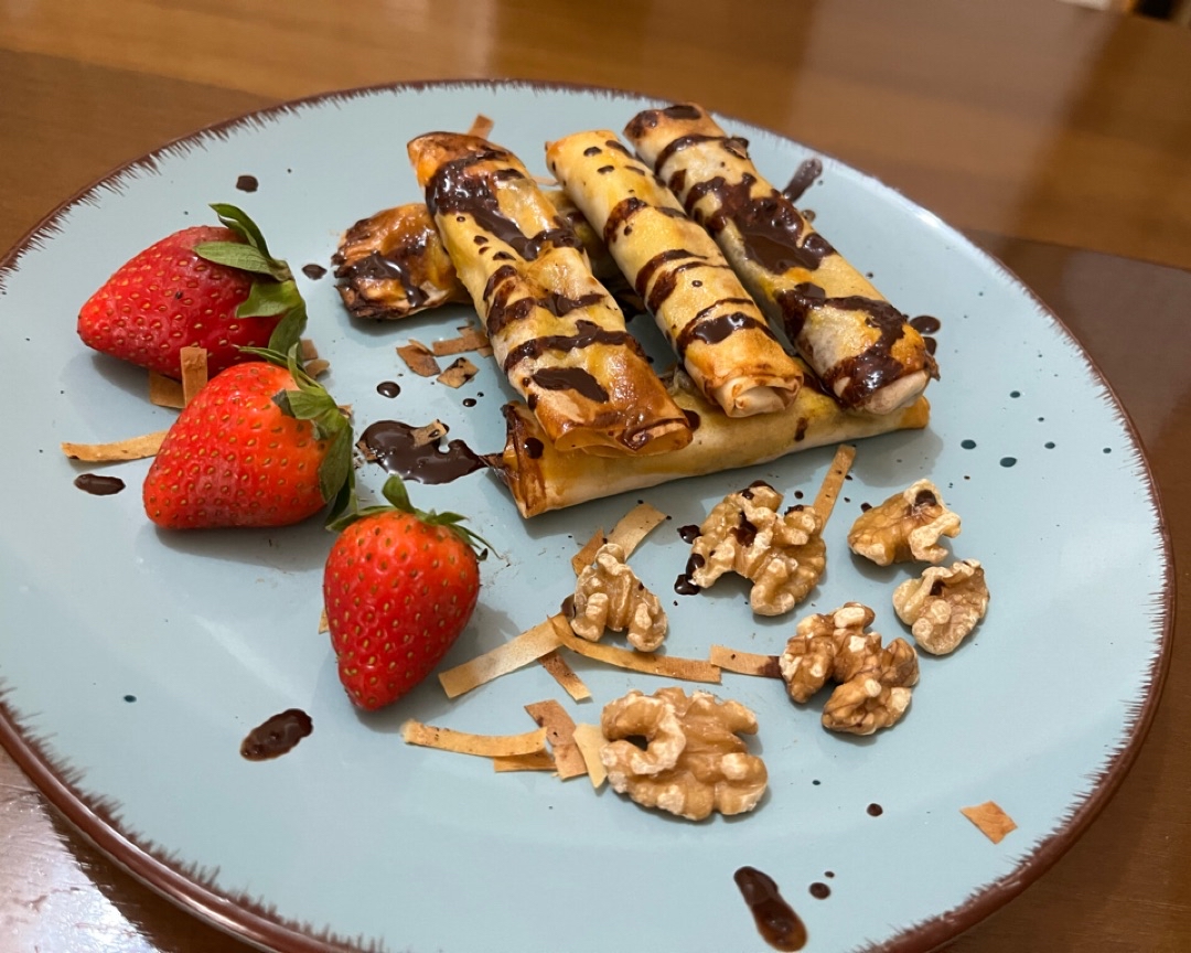 Rollitos de plátano y chocolate 