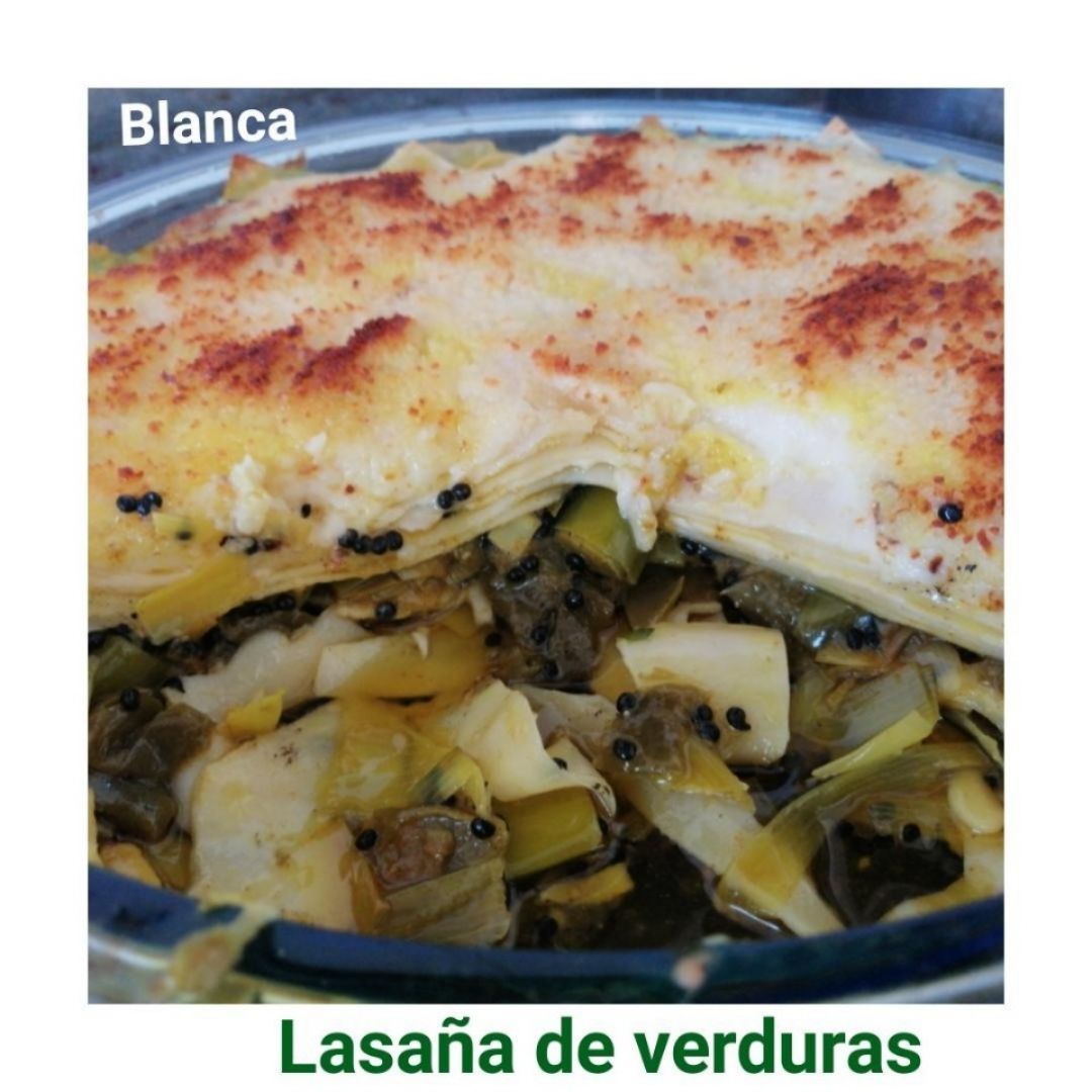 Lasaña de verduras y caviar