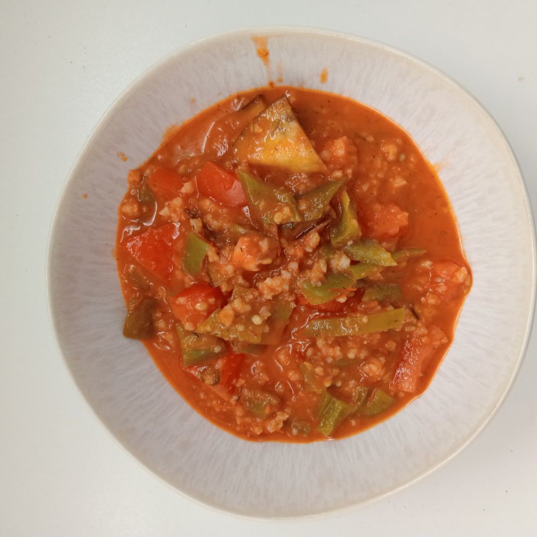 Pisto con arroz 🌾 y salsa de tomate🍅 Paso 4