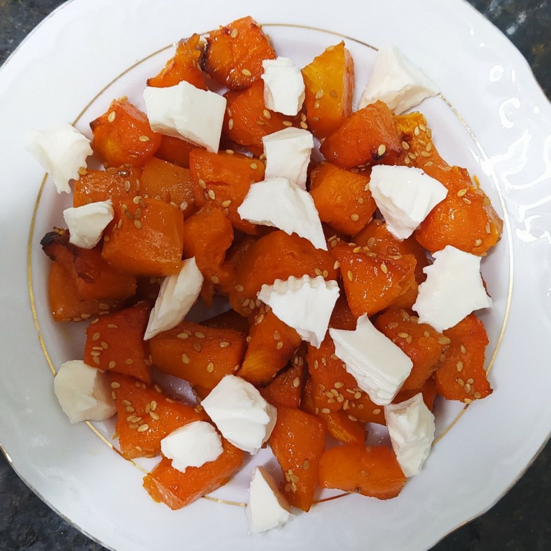 Calabaza asada con queso 