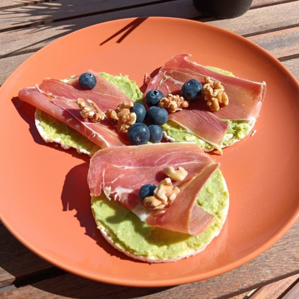 Tortitas de arroz con guacamole Tortitas de arroz con guacamole