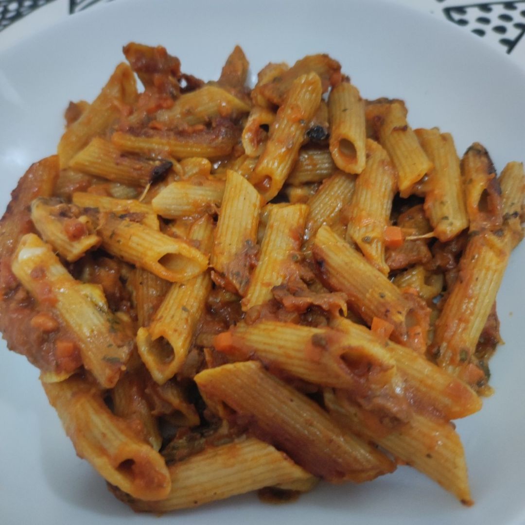 Macarrones integrales con salsa boloñesa y queso mozzarella  Paso 3