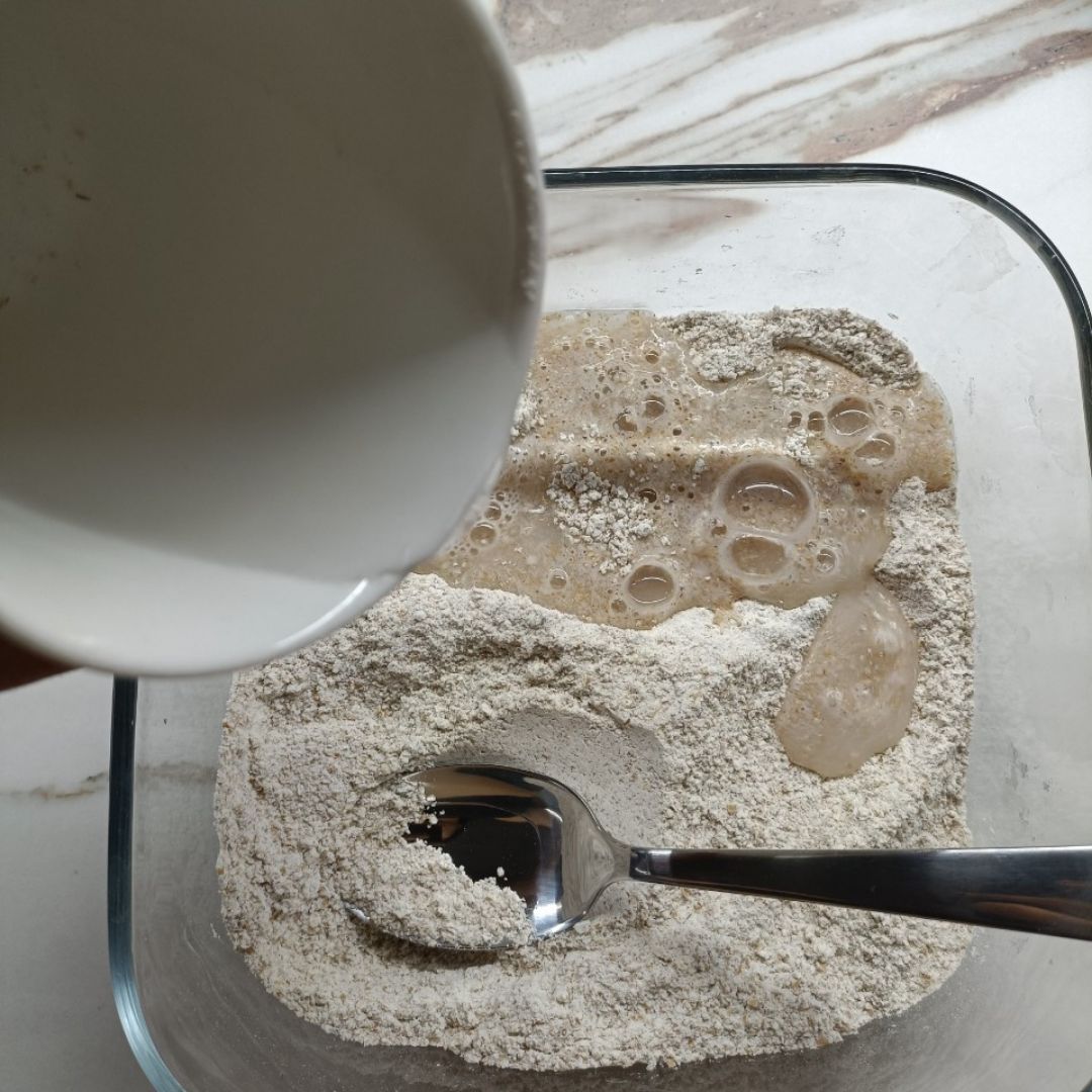 Pizza casera con harina integral Paso 1 Pizza casera con harina integral Paso 1