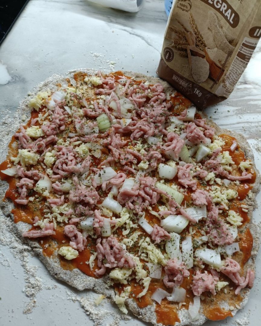 Pizza casera con harina integral Paso 4 Pizza casera con harina integral Paso 4