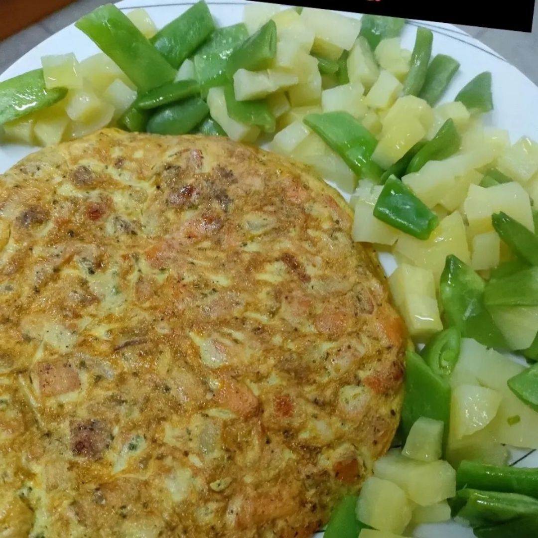 Tortilla de boniato con patata y judía verde Tortilla de boniato con patata y judía verde