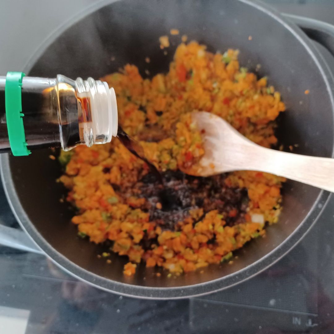 Arroz integral con verduras y salsa de soja Paso 1
