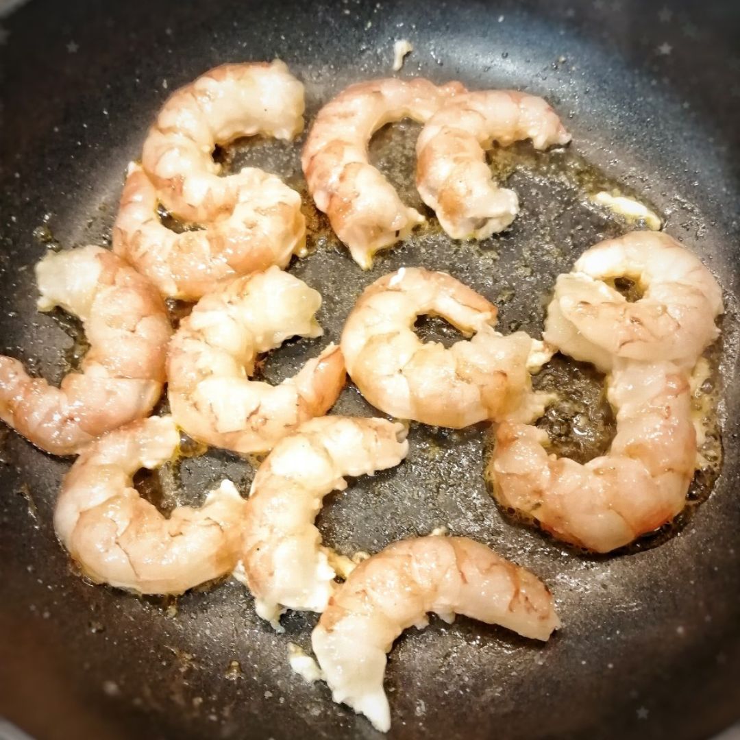 Zarangollo con gambón a la plancha Paso 3