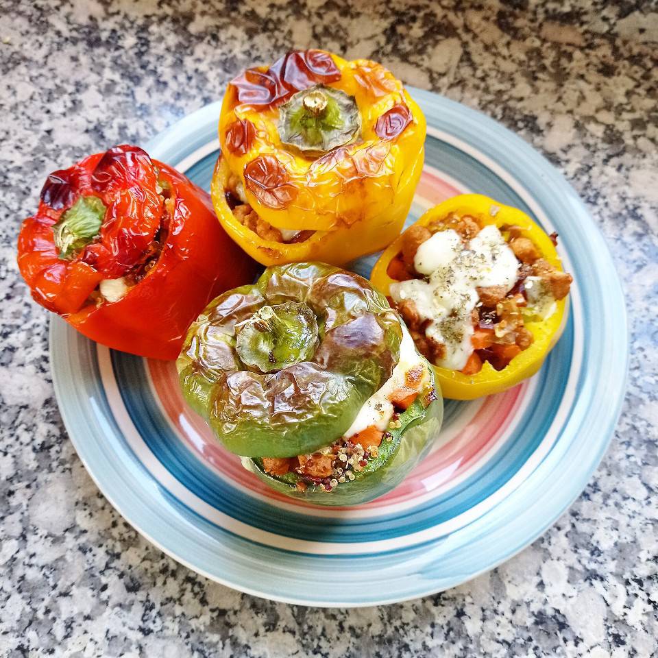 Pimientos 🫑 de colores ❤️💛💚 rellenos  en Airfryer 