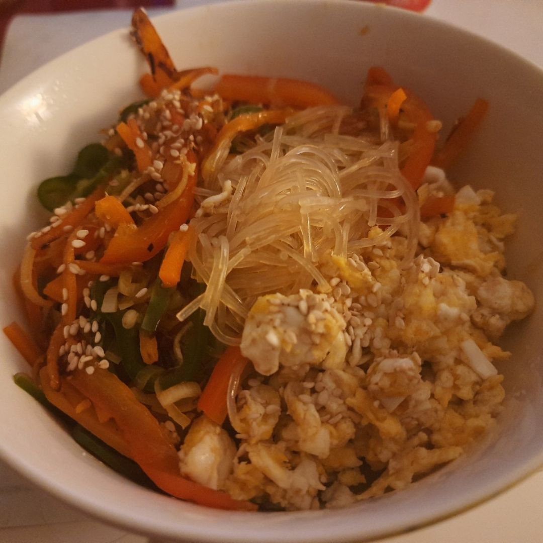 Fideos de arroz con verduras Fideos de arroz con verduras