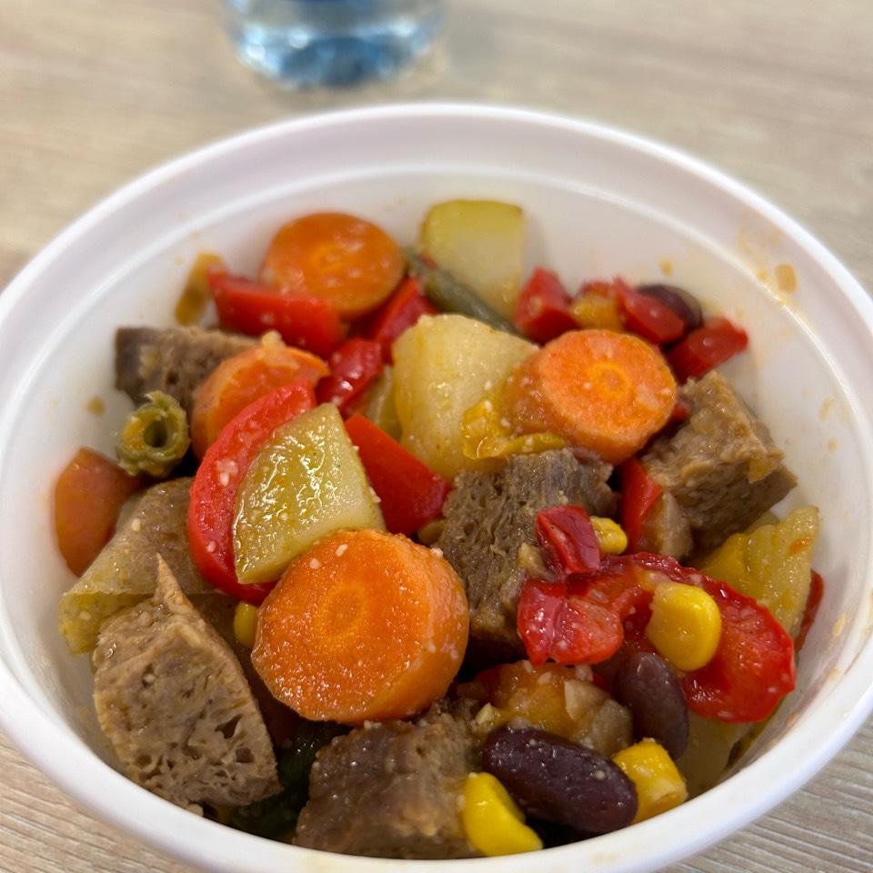 Seitan con verduras a la plancha Seitan con verduras a la plancha