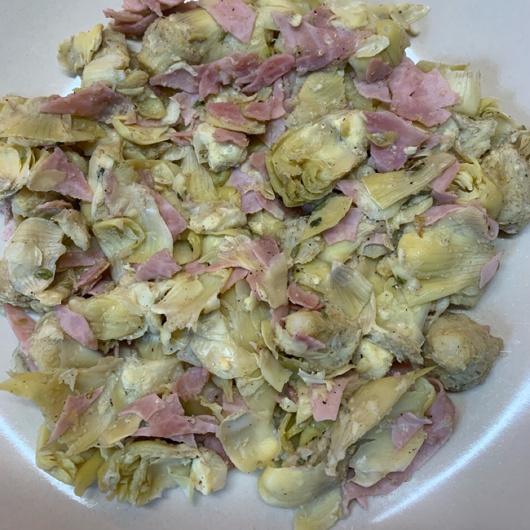 Alcachofas con cebolla y jamón Alcachofas con cebolla y jamón