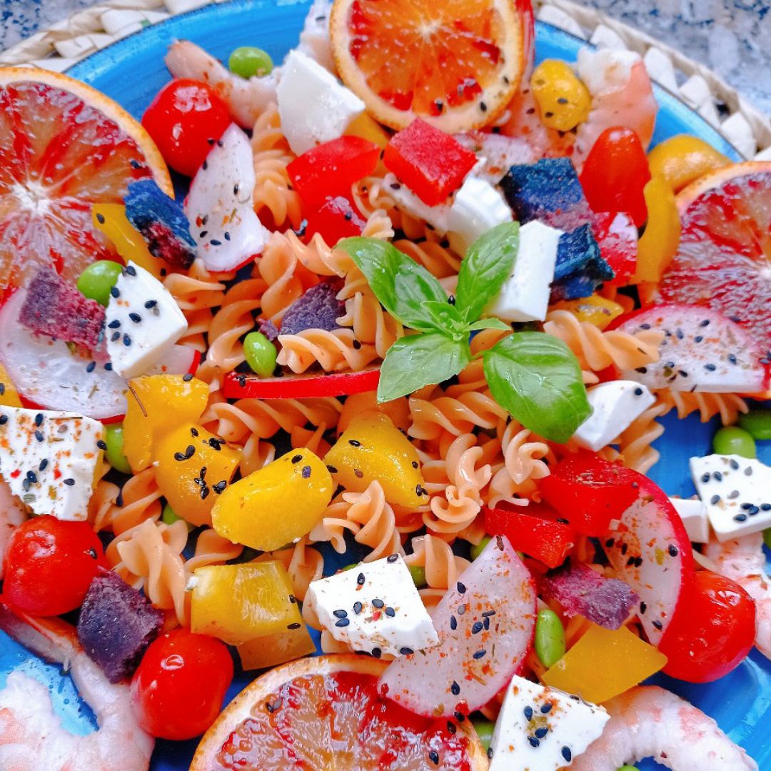 Ensalada primavera 🏵️🌼🌈 con pasta de lenteja roja 🥭🍊🦐 Paso 1 Ensalada primavera 🏵️🌼🌈 con pasta de lenteja roja 🥭🍊🦐 Paso 1