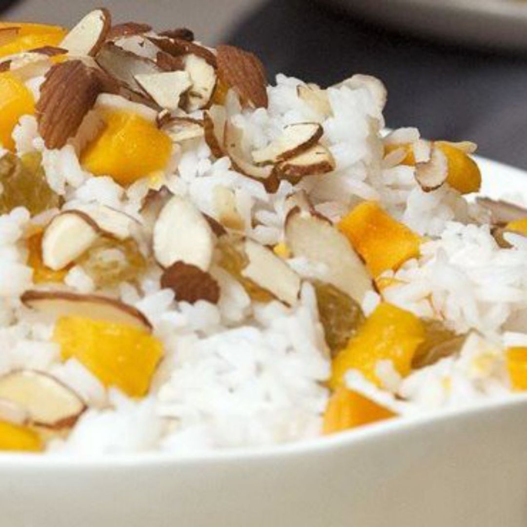 Arroz a la cubana con mango Arroz a la cubana con mango