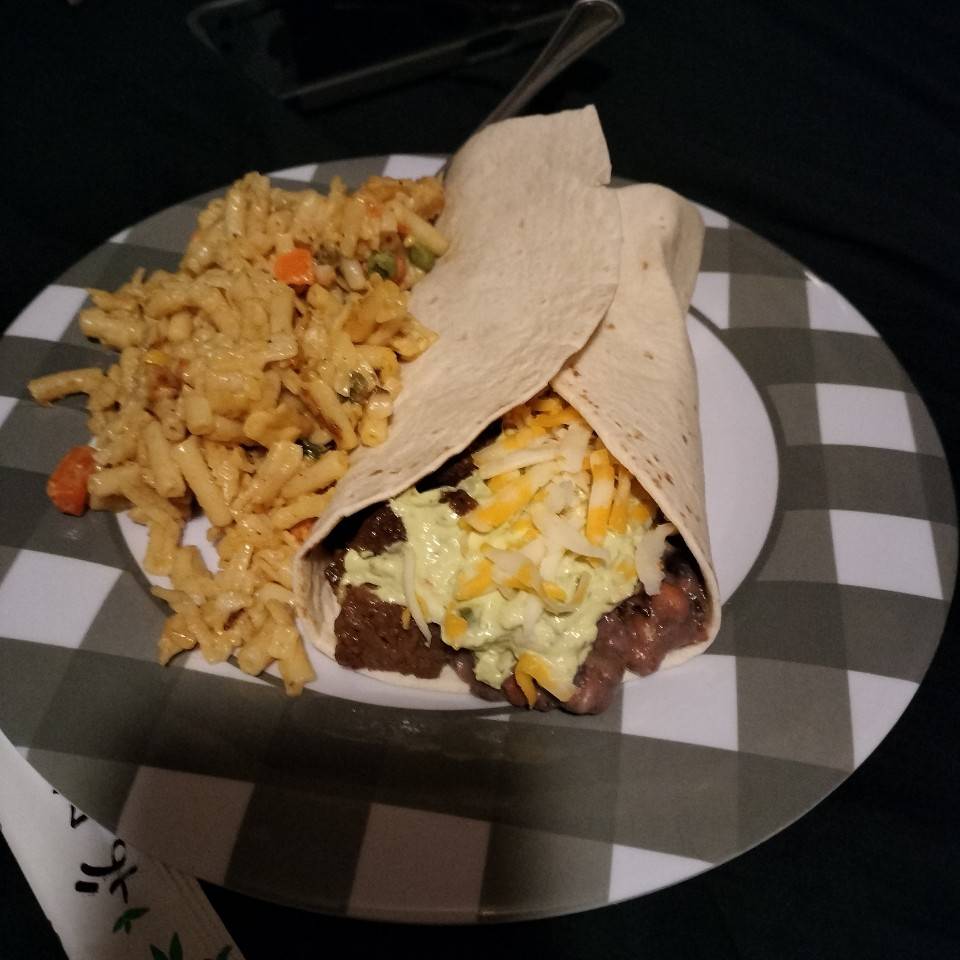 Burrito with steak and beans 