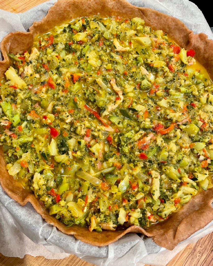 Quiche Casera de Verduras 🥦🌶🧅🥒🥓 Paso 4 Quiche Casera de Verduras 🥦🌶🧅🥒🥓 Paso 4
