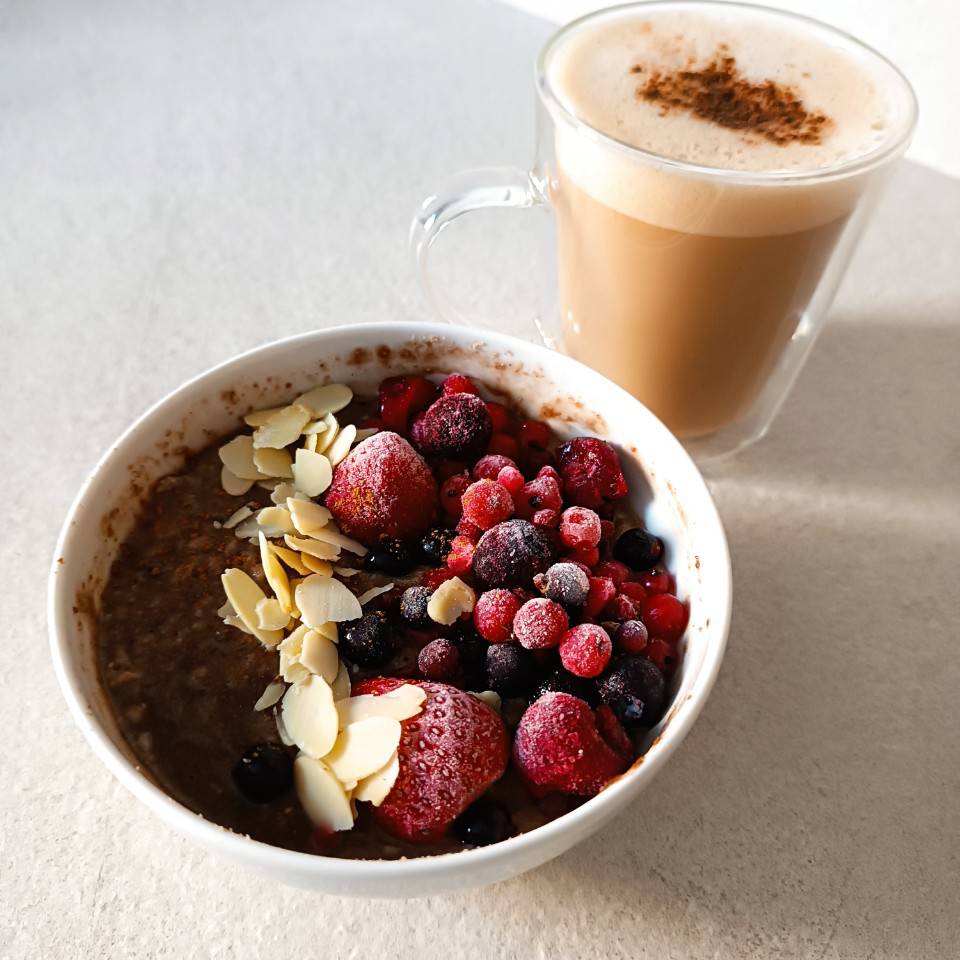Porridge de avena con proteína de chocolate Porridge de avena con proteína de chocolate