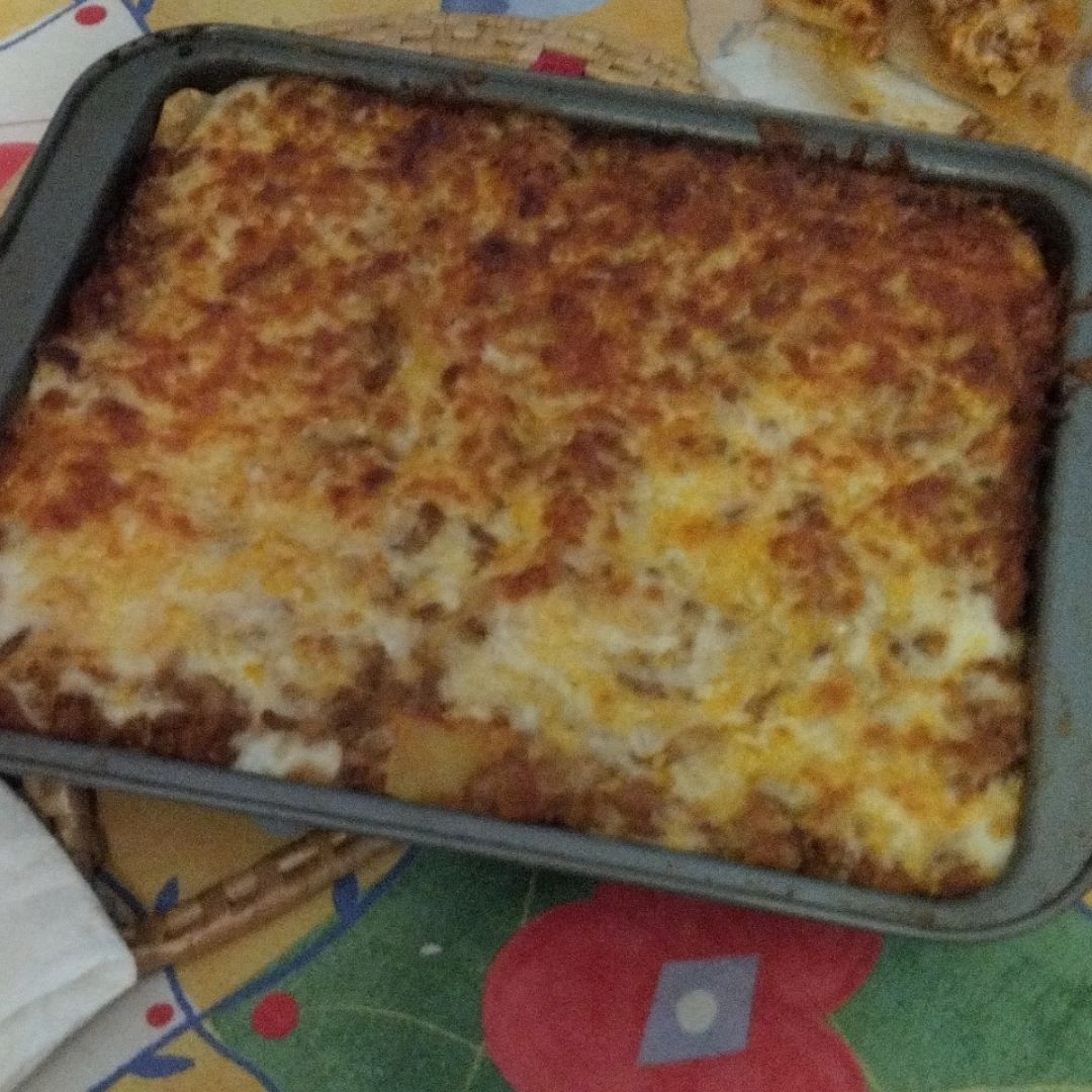 Lasaña de soja texturizada y verduras Lasaña de soja texturizada y verduras