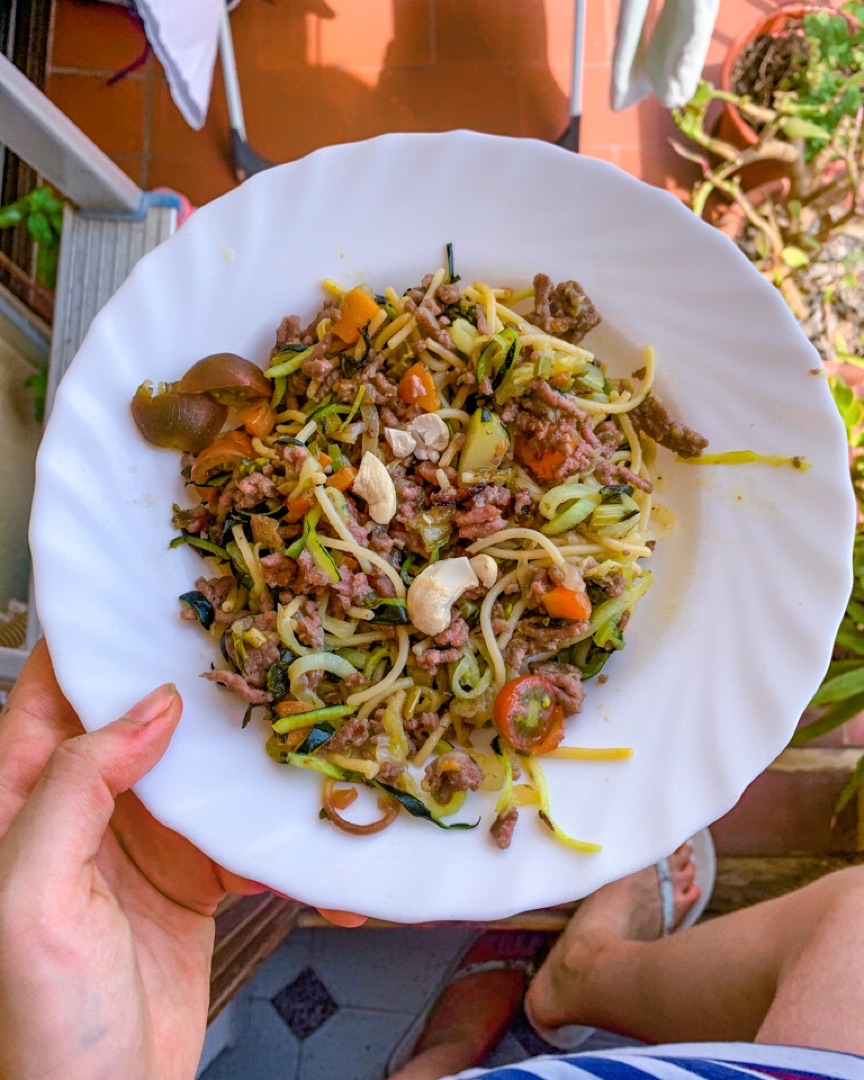 Mix de espaguetis de calabacín y pasta Mix de espaguetis de calabacín y pasta