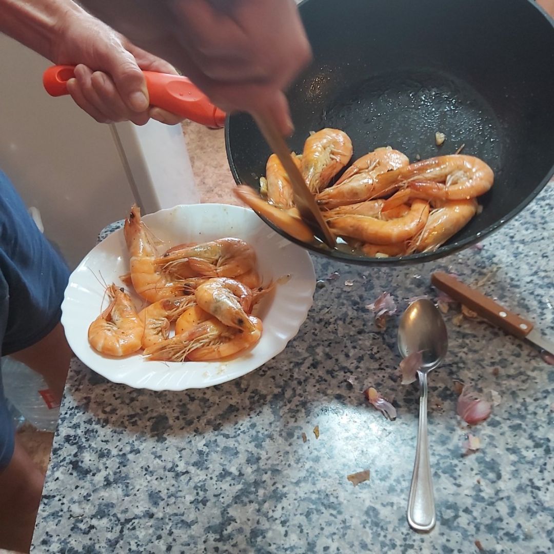 Langostinos a la sarten Langostinos a la sarten