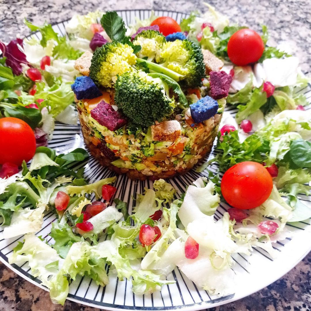 Timbal vegano de arroz de  brócoli 🥦 quinoa y legumbres 💚 Paso 8