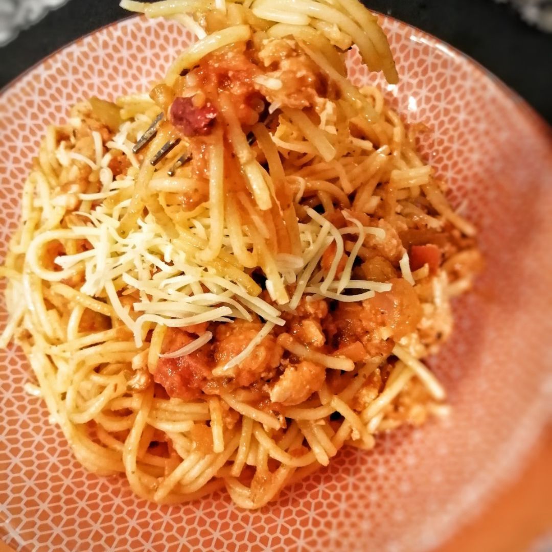 Espagueti, sin gluten, a la boloñesa de verduras Paso 6 Espagueti, sin gluten, a la boloñesa de verduras Paso 6