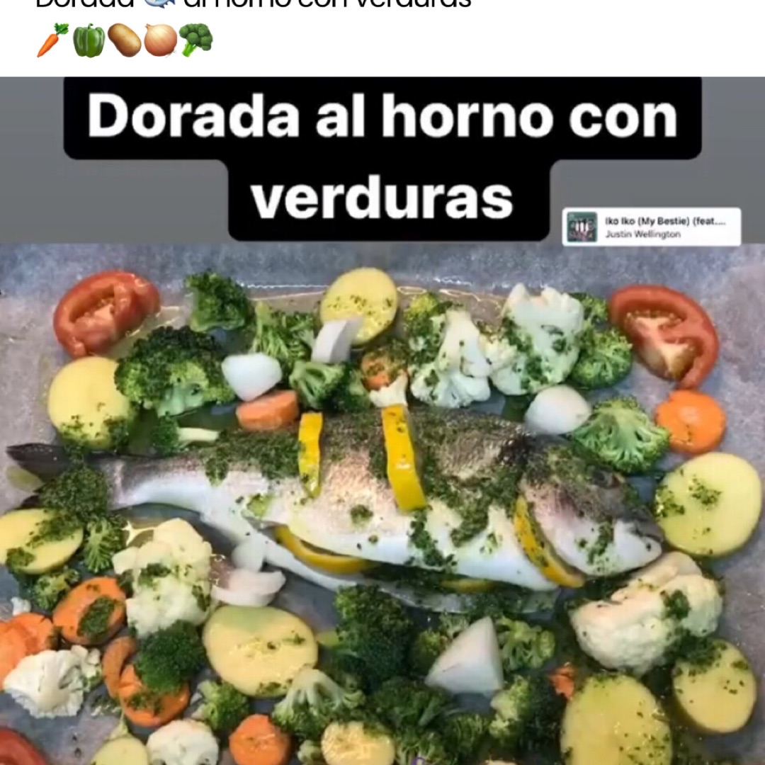 Dorada al horno, con verduras. Dorada al horno, con verduras.