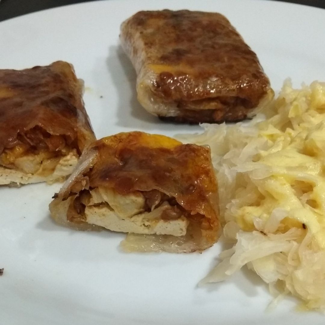 Rollitos de lentejas con mayonesa de naranja Rollitos de lentejas con mayonesa de naranja