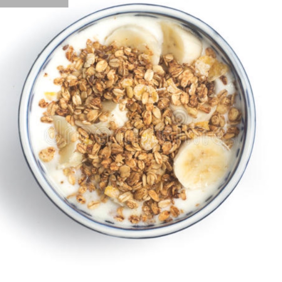 Yogur plátano y granola