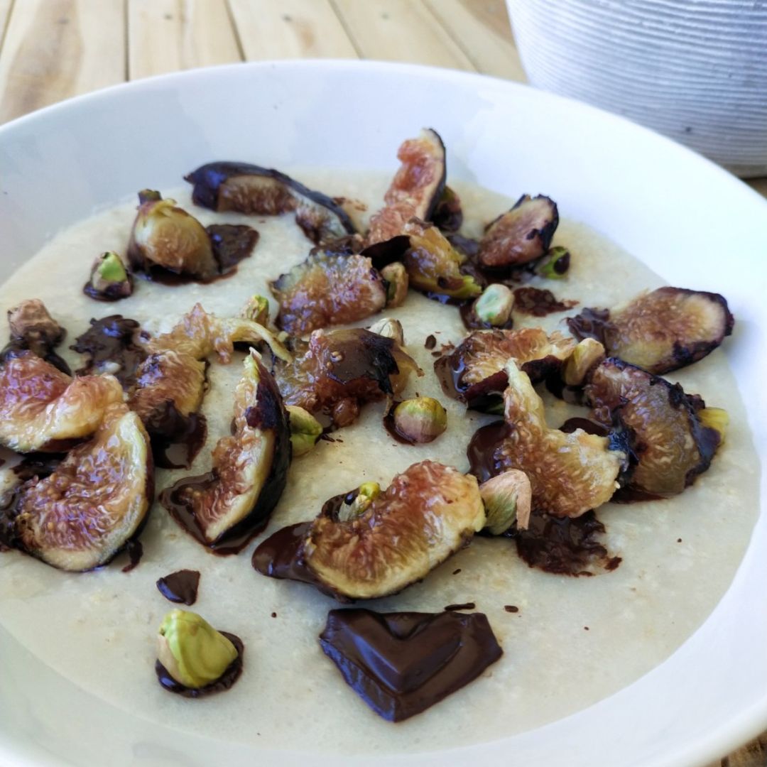 Gachas de chocolate con higos y pistachos🍫