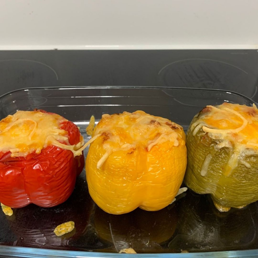 Pimientos rellenos de soja texturizada y verduras Paso 1 Pimientos rellenos de soja texturizada y verduras Paso 1