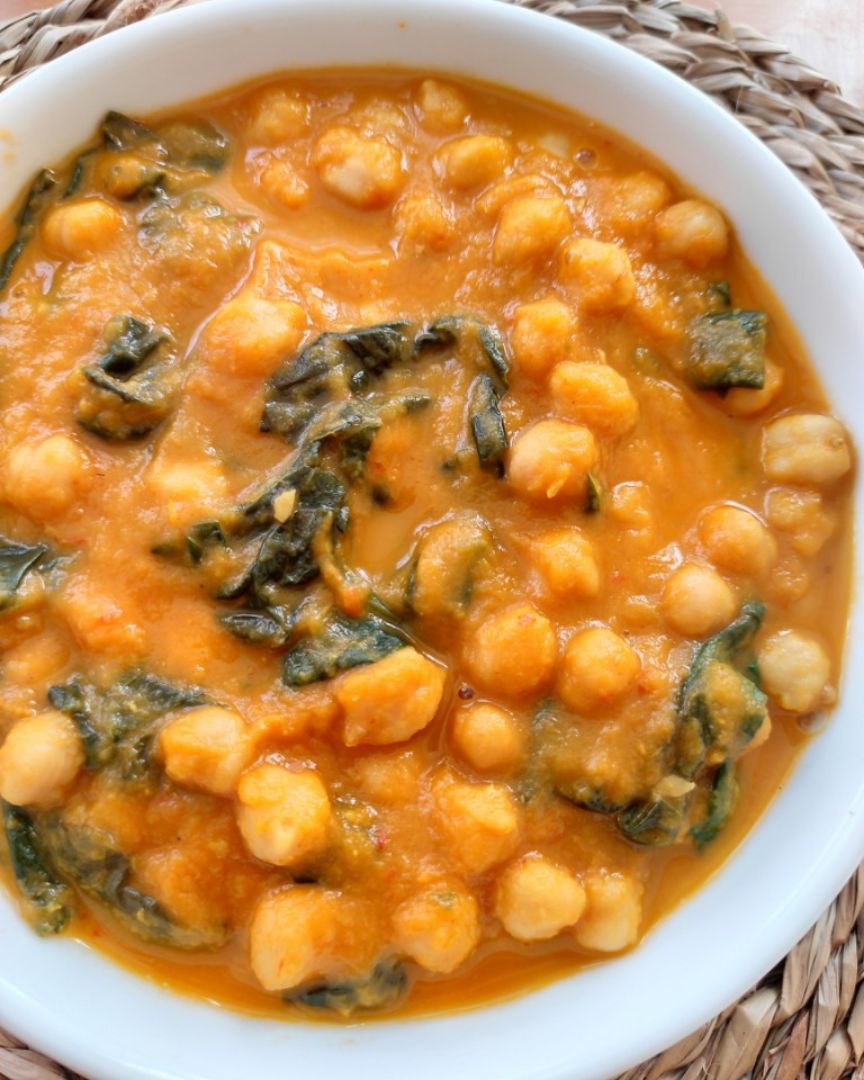 Guiso express vegano de calabaza y espinacas Guiso express vegano de calabaza y espinacas