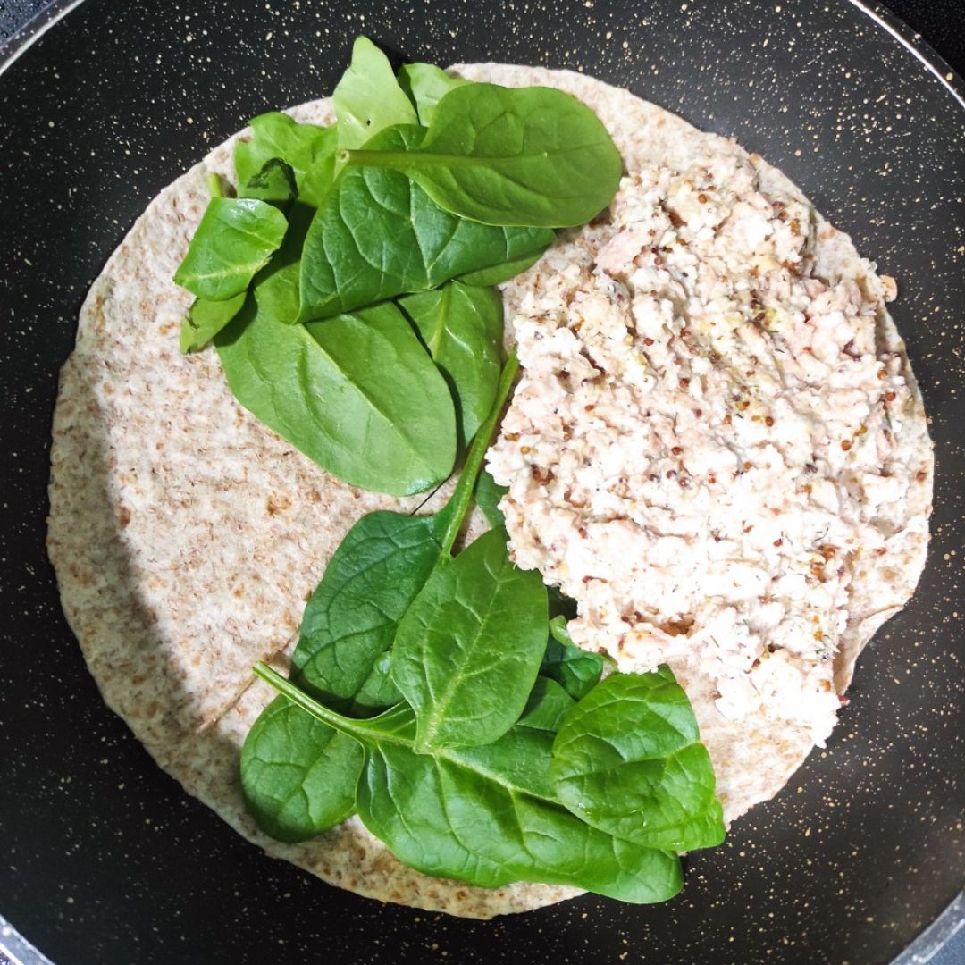 Tortitas integrales con salmón Paso 1