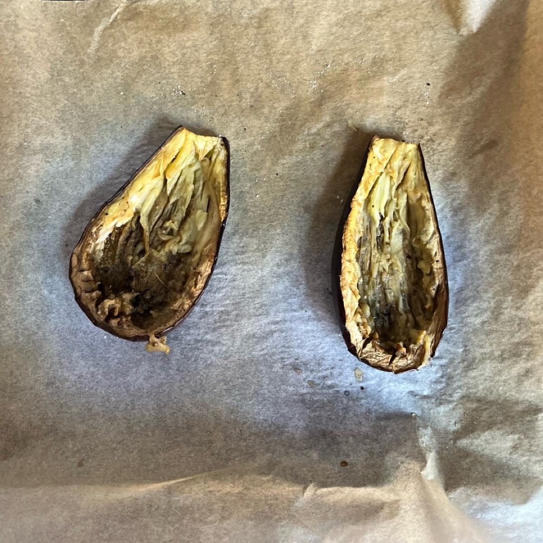 Berenjena rellena de atún  Paso 2