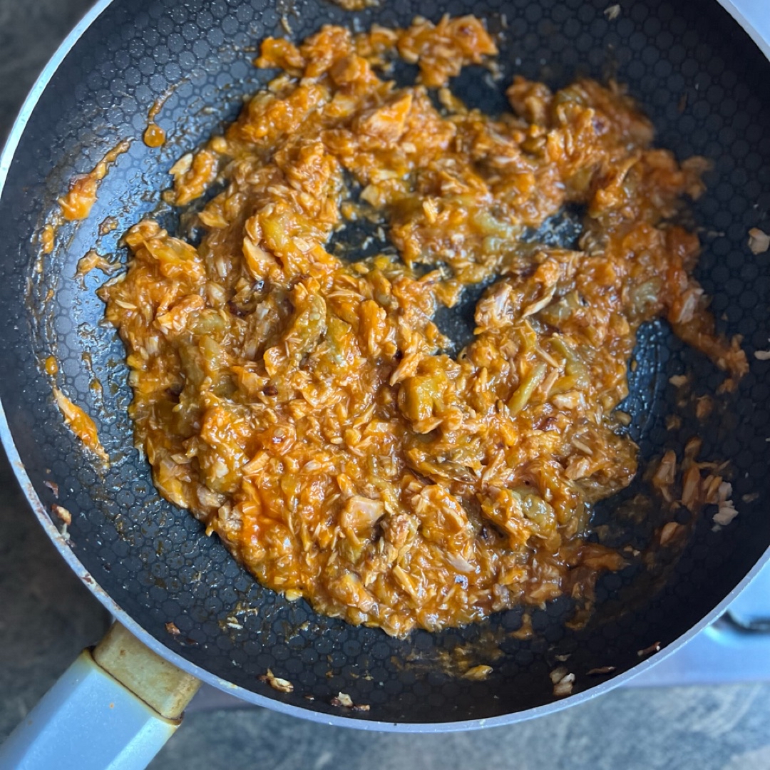 Berenjena rellena de atún  Paso 4