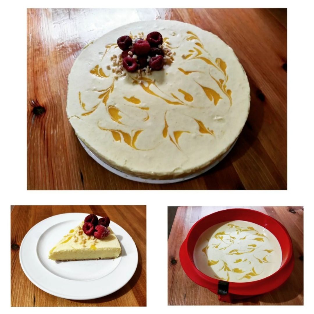 Cheesecake de mango y chocolate blanco sin azúcar Cheesecake de mango y chocolate blanco sin azúcar