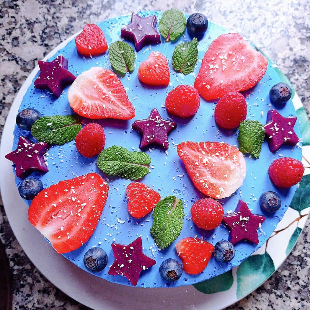 Cheesecake de fresa 🍓y espirulina azul 💙 Paso 9 Cheesecake de fresa 🍓y espirulina azul 💙 Paso 9