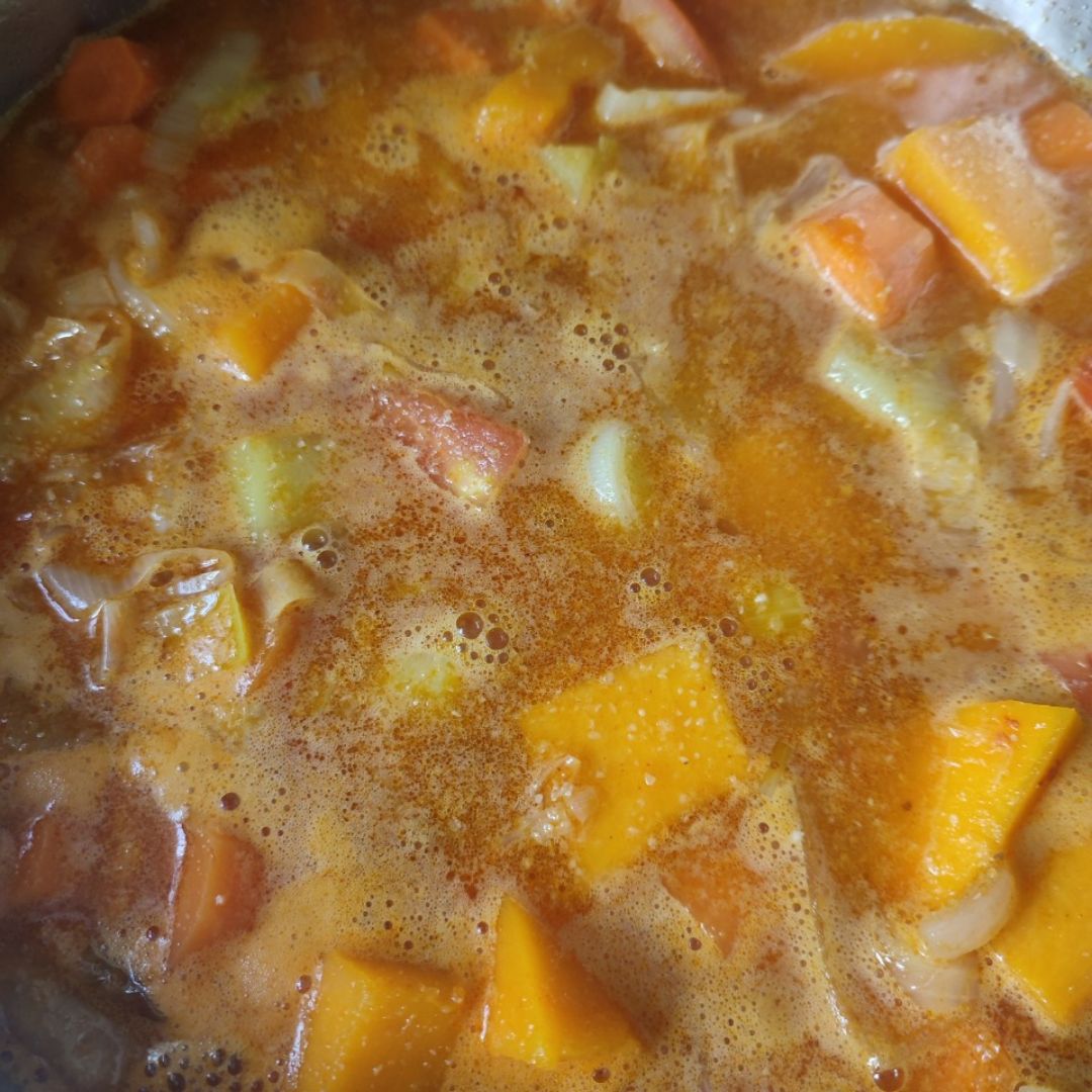 Alubias con calabaza y guisantes Alubias con calabaza y guisantes