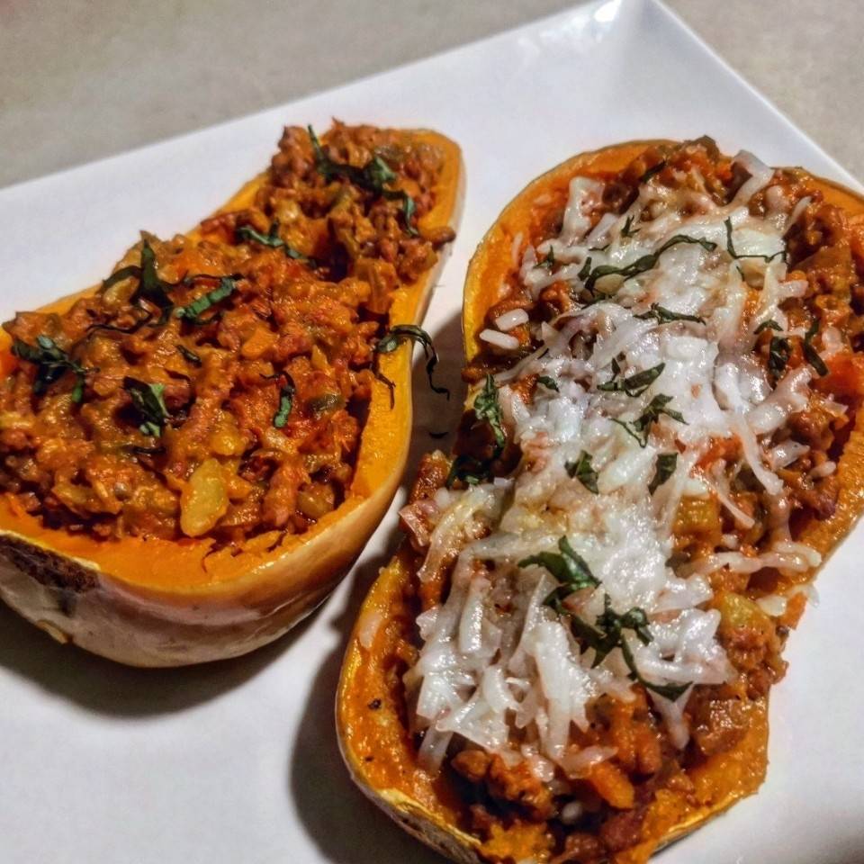 CALABAZA RELLENA DE CARNE Y VERDURAS