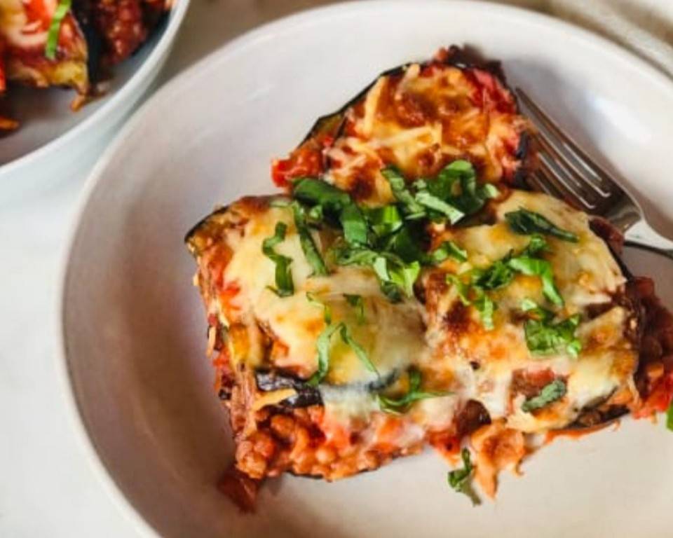 Gratinado De Berenjena con Lentejas Gratinado De Berenjena con Lentejas