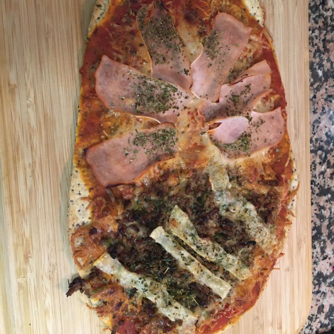 Pizza combinada ( receta inventada de mi padre y mía) Paso 7 Pizza combinada ( receta inventada de mi padre y mía) Paso 7