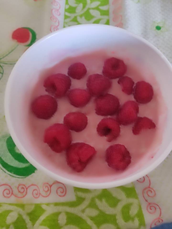Gachas de frambuesa Gachas de frambuesa