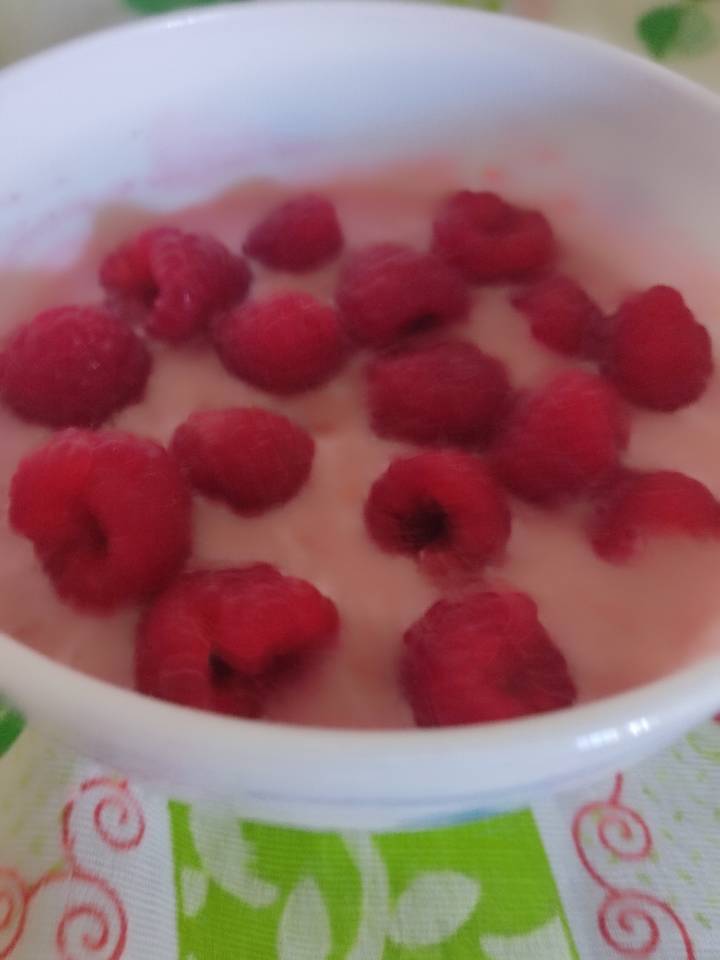 Gachas de frambuesa Gachas de frambuesa