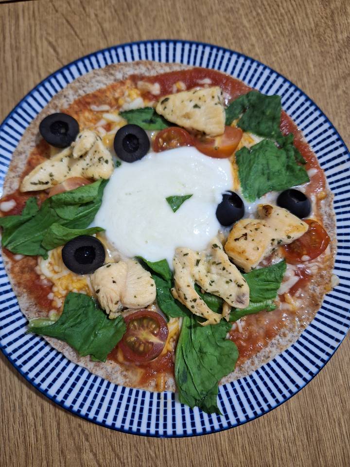 Pizza con tortitas integrales Pizza con tortitas integrales