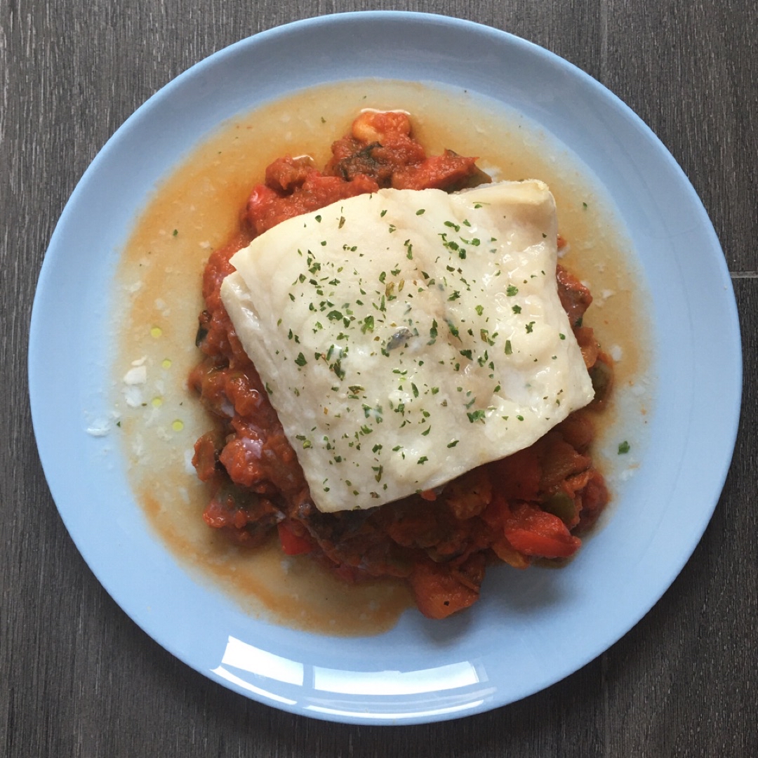 Bacalao con verduras y patata