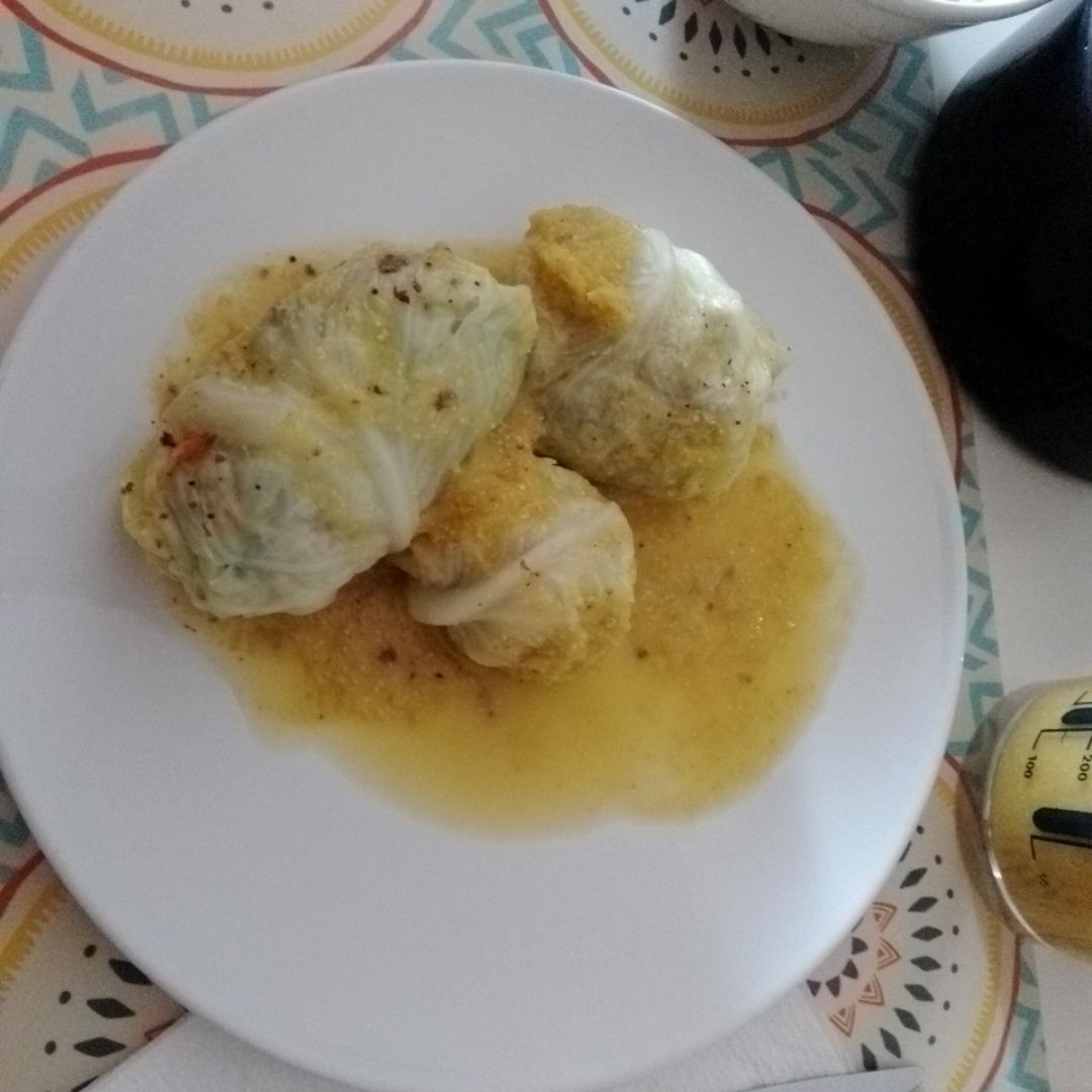 Rollitos de col rellenos de... setas?